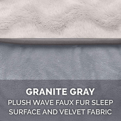 Orthopedic Dog Bed for Medium/Small Dogs W/ Removable Bolsters & Washable Cover, for Dogs up to 35 Lbs - Plush & Velvet Waves Perfect Comfort Sofa - Granite Gray, Medium