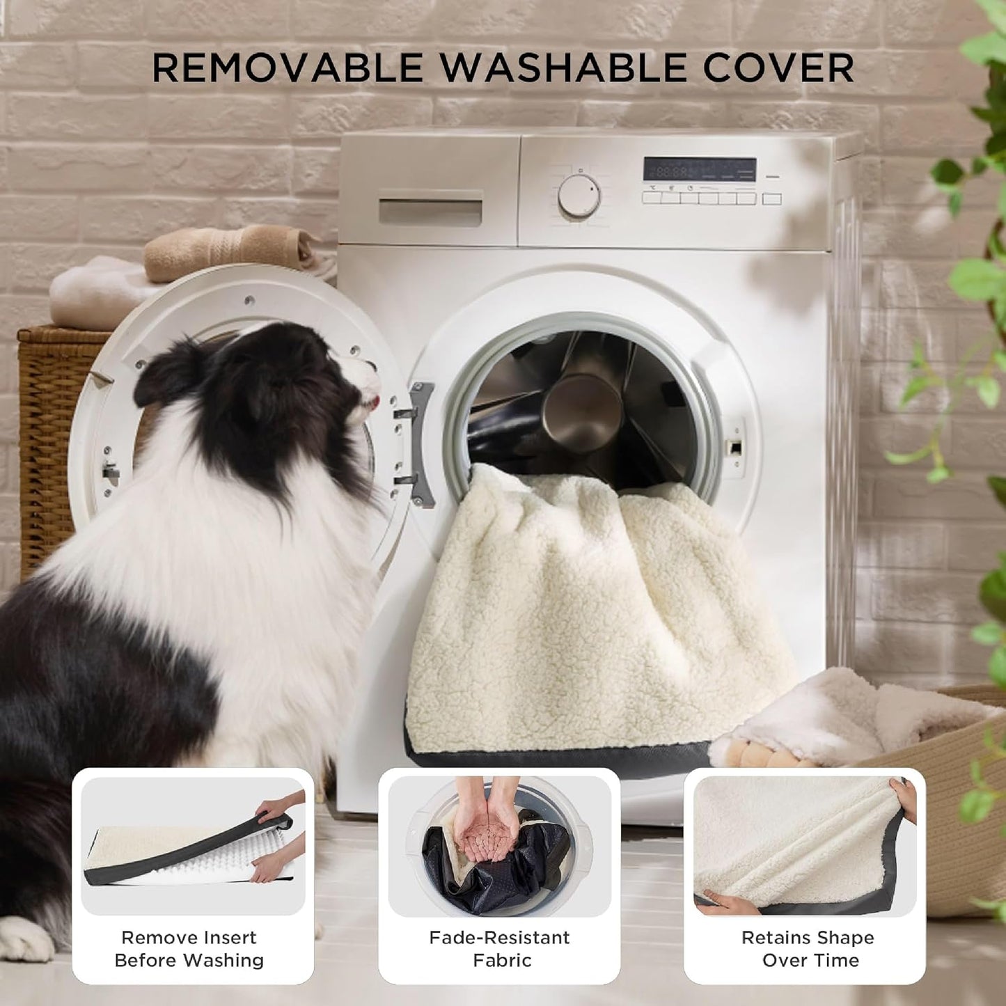 Bedsure XL Dog Beds Large Sized Dog -Comfy Flat Extra Large Pet Beds with Removable Washable Cover, Orthopedic Egg Crate Foam Mat, Suitable for Pet up to 100 Lbs