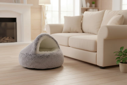 2 in 1 Winter Soft Plush Pet Bed with Cover round Cat Bed Pet Mattress Warm Cat Dog Sleeping Nest Cave for Small Dogs Kitten