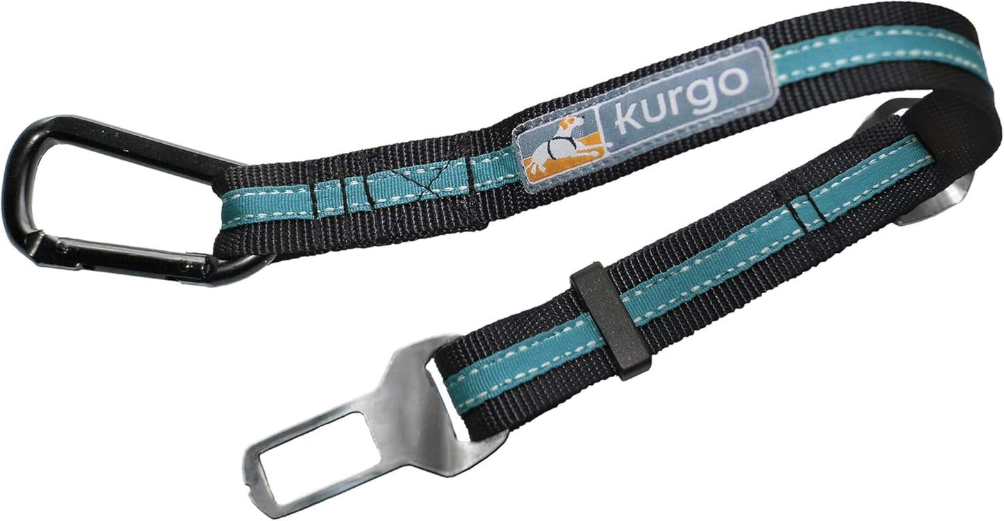 Direct to Seatbelt Tether - Easy-Use Dog Car Harness Clip - Adjustable Ride Strap - Universal Fit for Most Vehicles - All Steel Hardware - Backseat Restraint - Coastal Blue