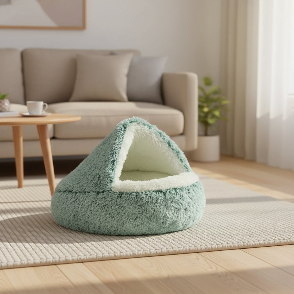 2 in 1 Winter Soft Plush Pet Bed with Cover round Cat Bed Pet Mattress Warm Cat Dog Sleeping Nest Cave for Small Dogs Kitten