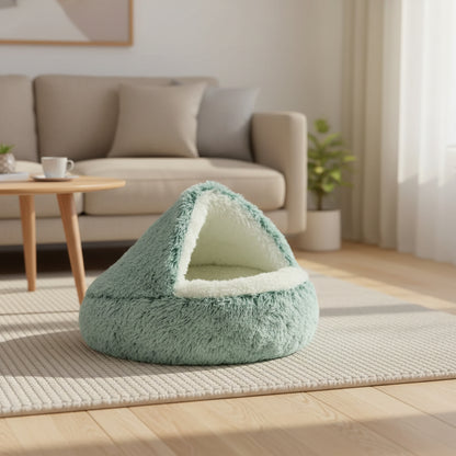 2 in 1 Winter Soft Plush Pet Bed with Cover round Cat Bed Pet Mattress Warm Cat Dog Sleeping Nest Cave for Small Dogs Kitten