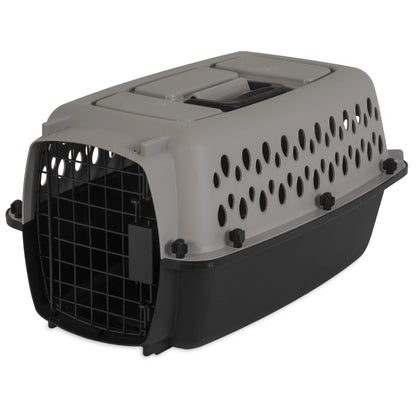 Extra Small Plastic Hard-Sided Pet Carrier, Black and Gray, 10 Lb Limit