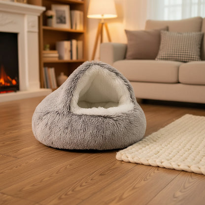 2 in 1 Winter Soft Plush Pet Bed with Cover round Cat Bed Pet Mattress Warm Cat Dog Sleeping Nest Cave for Small Dogs Kitten